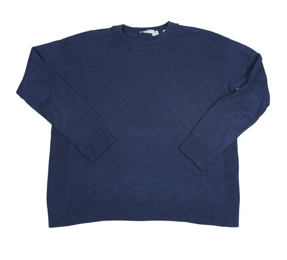 Vince Sweater Womens Small Blue Linen Cashmere Crewneck Lightweight Knit